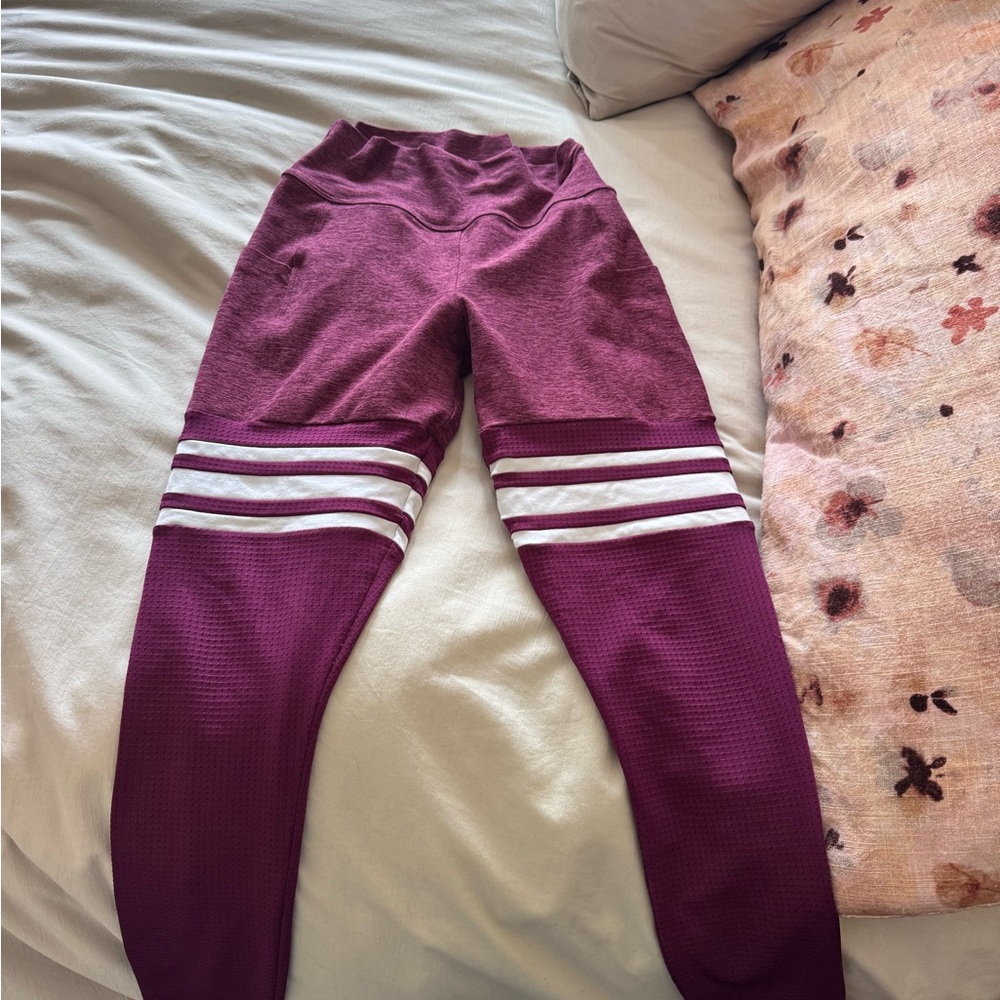 Bombshell Sportswear Red and White Leggings High-Waisted Performance